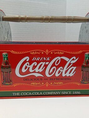Tin Box Co. Coca-Cola Galvanized Metal Utensil Caddy